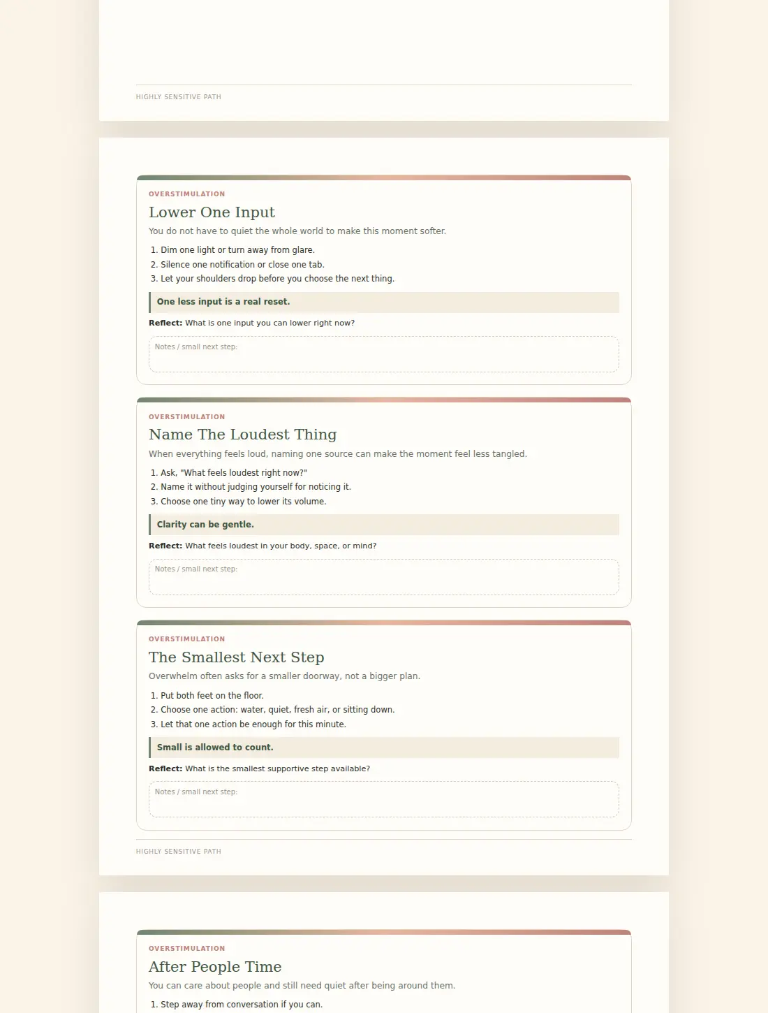 A preview of the printable Highly Sensitive Path Reset Cards